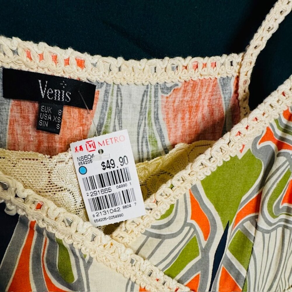 Womens Venis Art Nouveau Sundress Lined Size XS Multicolor - Picture 8 of 9